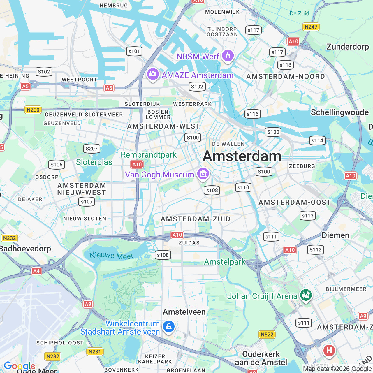 Kaart van Amsterdam Oud-Zuid